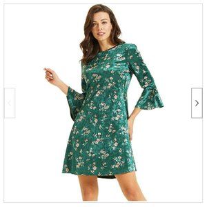 Sonja Betro Velvet Floral Bell Sleeve Dress - Size: Small